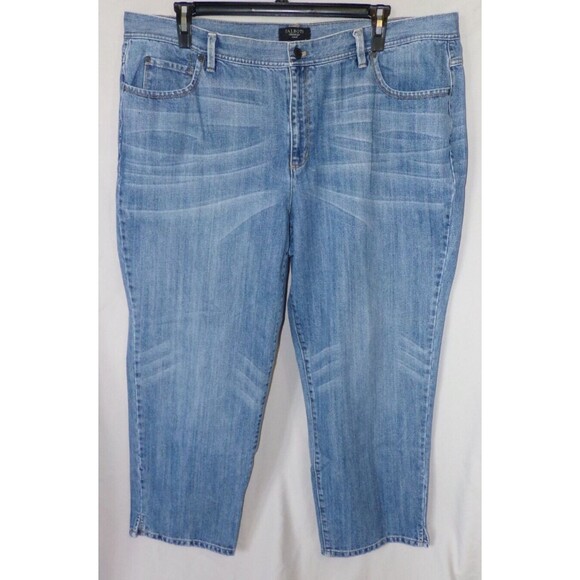 Talbots Jeans Women's Plus Size 24W High Rise Blue Split Cuffs Zip Pockets - Picture 1 of 7